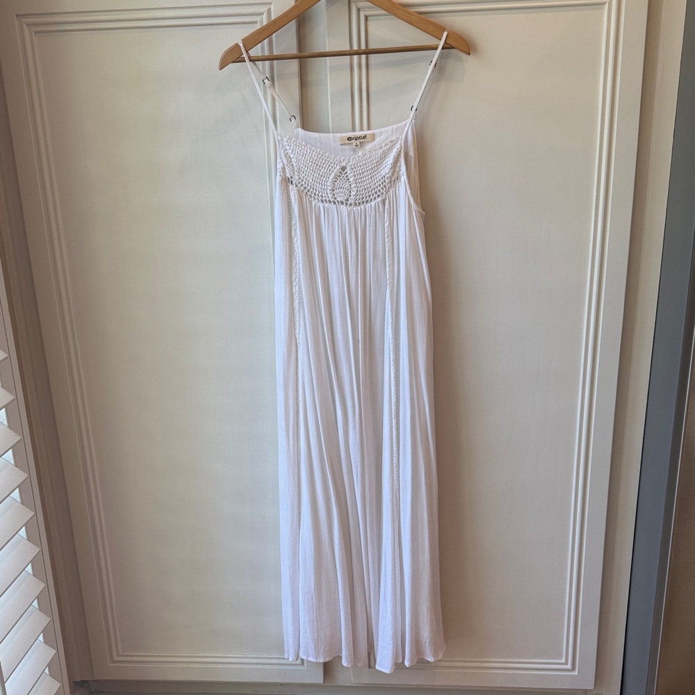 Rip Curl White Maxi Dress with Crochet Detail